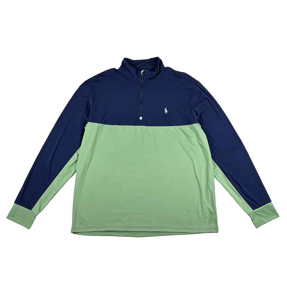 Polo Golf Ralph Lauren Quarter Zip Mens XL Performance Pullover Navy Green